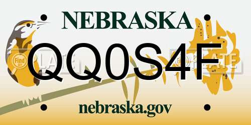 QQ0S4F Nebraska License Plate