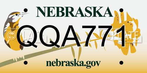QQA771 Nebraska License Plate