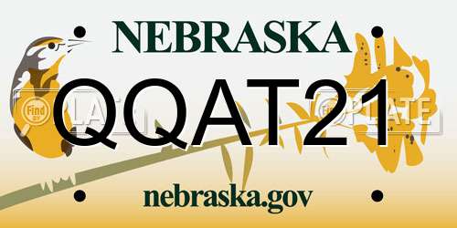 QQAT21 Nebraska License Plate