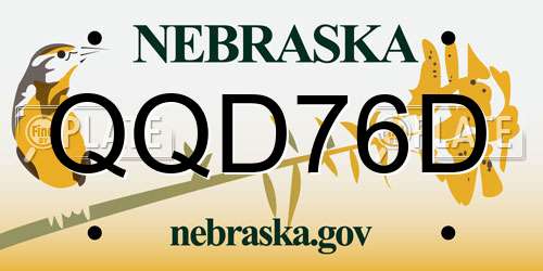 QQD76D Nebraska License Plate