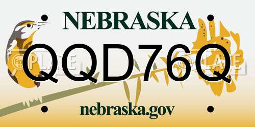 QQD76Q Nebraska License Plate