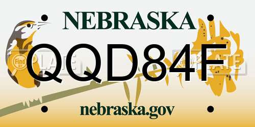 QQD84F Nebraska License Plate