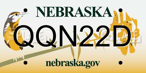 QQN22D Nebraska License Plate