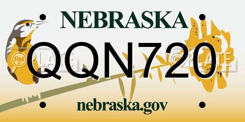 QQN720 Nebraska License Plate