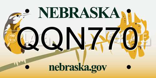 QQN770 Nebraska License Plate