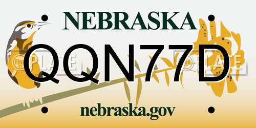 QQN77D Nebraska License Plate