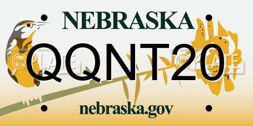 QQNT20 Nebraska License Plate