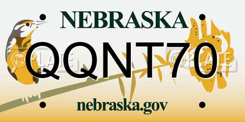 QQNT70 Nebraska License Plate