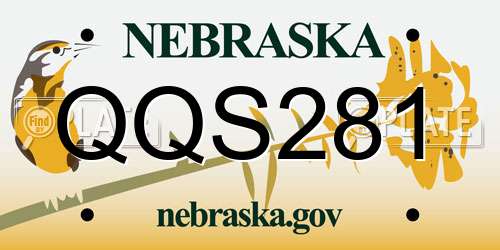QQS281 Nebraska License Plate