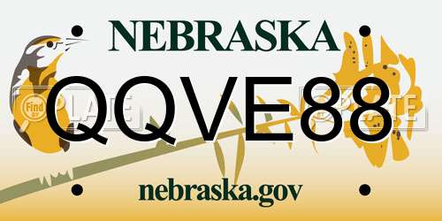 QQVE88 Nebraska License Plate