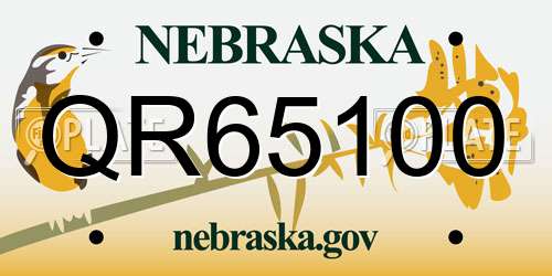 QR65100 Nebraska License Plate