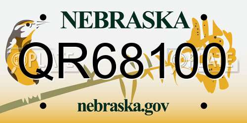 QR68100 Nebraska License Plate