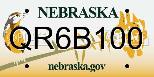 QR6B100 Nebraska License Plate