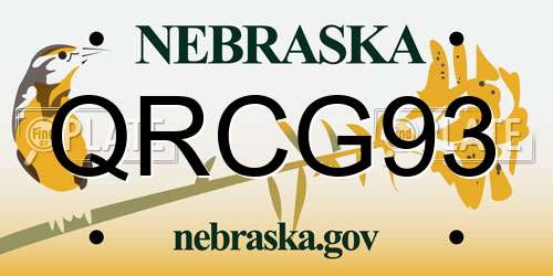 QRCG93 Nebraska License Plate