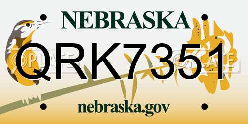 QRK7351 Nebraska License Plate