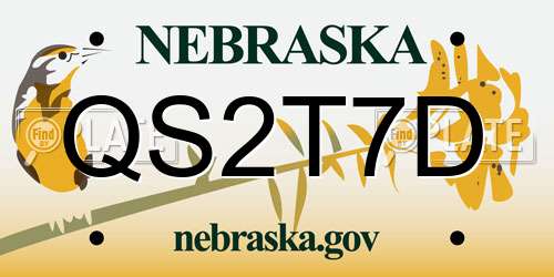 QS2T7D Nebraska License Plate