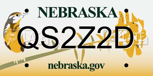 QS2Z2D Nebraska License Plate