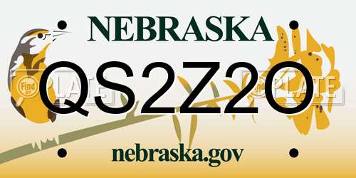 QS2Z2O Nebraska License Plate