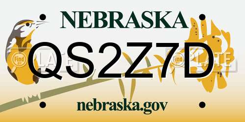 QS2Z7D Nebraska License Plate