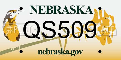 QS509 Nebraska License Plate