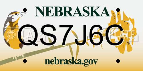 QS7J6C Nebraska License Plate