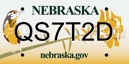 QS7T2D Nebraska License Plate