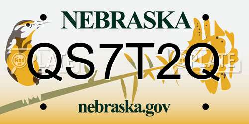 QS7T2Q Nebraska License Plate