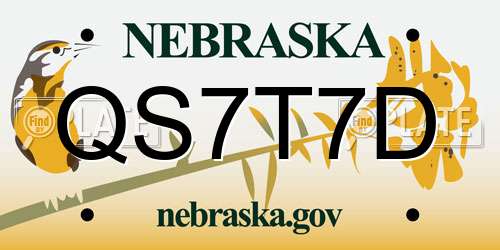 QS7T7D Nebraska License Plate