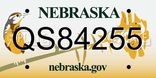 QS84255 Nebraska License Plate