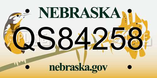 QS84258 Nebraska License Plate
