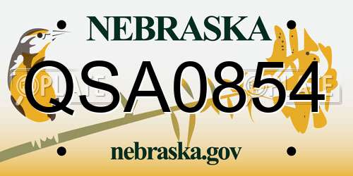 QSA0854 Nebraska License Plate