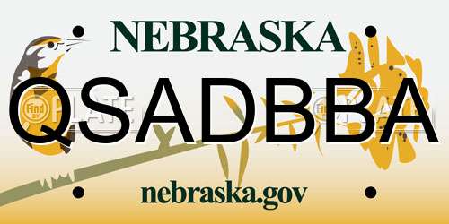 QSADBBA Nebraska License Plate