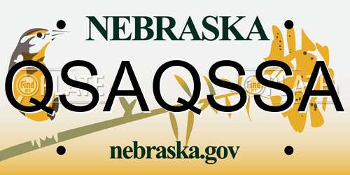 QSAQSSA Nebraska License Plate