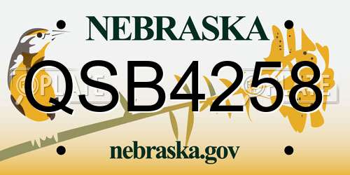 QSB4258 Nebraska License Plate
