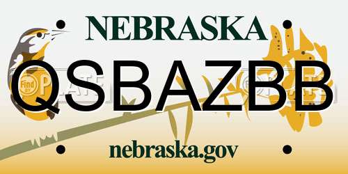 QSBAZBB Nebraska License Plate