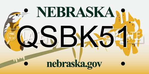 QSBK51 Nebraska License Plate