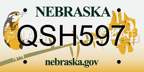 QSH597 Nebraska License Plate