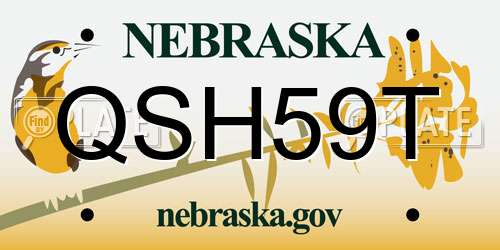 QSH59T Nebraska License Plate