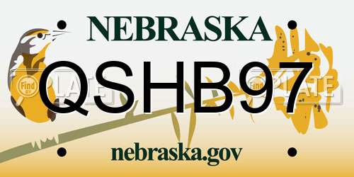 QSHB97 Nebraska License Plate