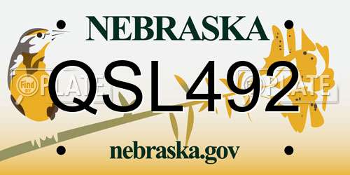 QSL492 Nebraska License Plate