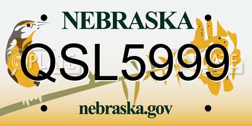 QSL5999 Nebraska License Plate