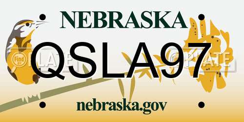 QSLA97 Nebraska License Plate