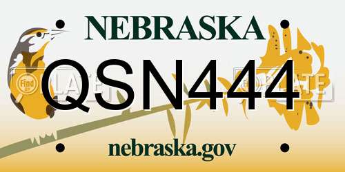 QSN444 Nebraska License Plate