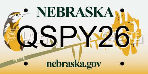 QSPY26 Nebraska License Plate