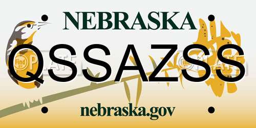 QSSAZSS Nebraska License Plate
