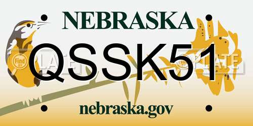 QSSK51 Nebraska License Plate