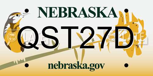 QST27D Nebraska License Plate