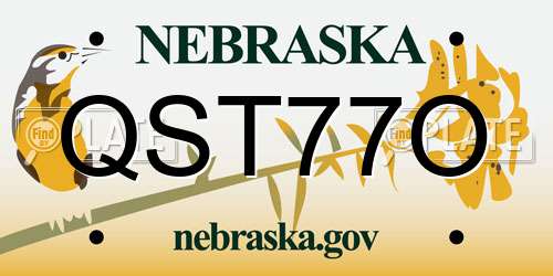 QST77O Nebraska License Plate