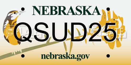 QSUD25 Nebraska License Plate
