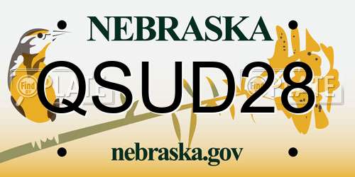 QSUD28 Nebraska License Plate